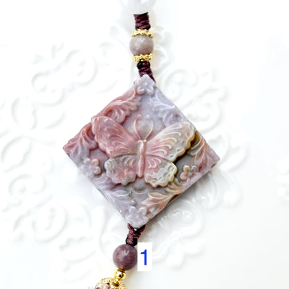 Purple Butterfly Keychain Bag Charm - Ocean Jasper - 6 Styles