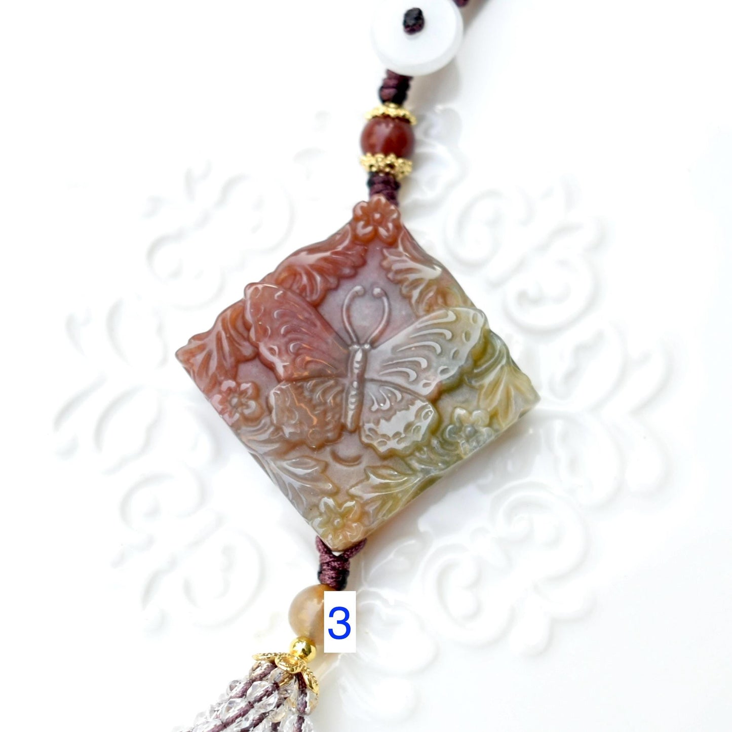 Purple Butterfly Keychain Bag Charm - Ocean Jasper - 6 Styles