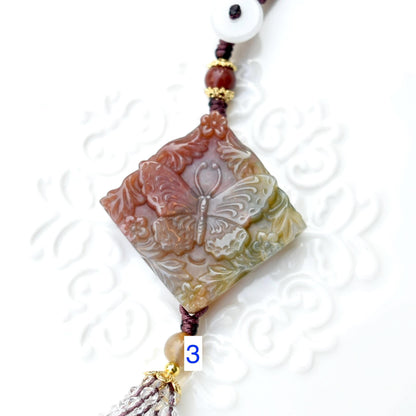 Purple Butterfly Keychain Bag Charm - Ocean Jasper - 6 Styles