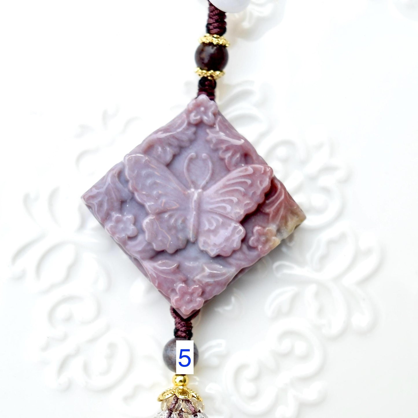 Purple Butterfly Keychain Bag Charm - Ocean Jasper - 6 Styles