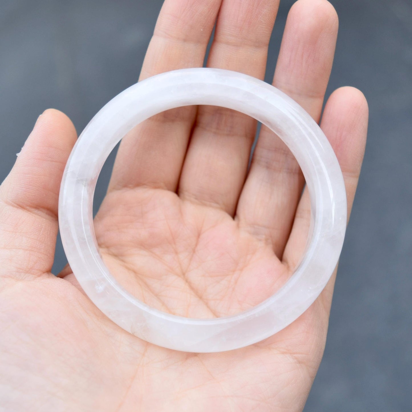 56.7 mm White Clear Quartz Bangle Bracelet - Natural Crystal Bracelet