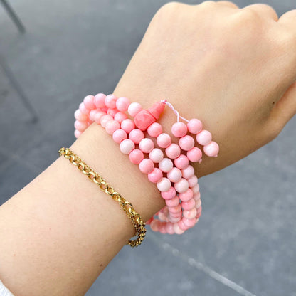 6 mm 108 beads Queen Conch Bracelet - 3 Wraps Stretchy Long Bracelet