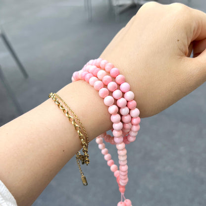 6 mm 108 beads Queen Conch Bracelet - 3 Wraps Stretchy Long Bracelet