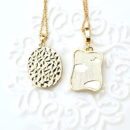 Enamel Pearl Wheat Lotus Charm Necklace - Vintage Style