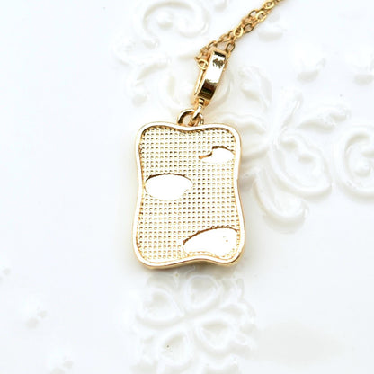 Enamel Pearl Wheat Lotus Charm Necklace - Vintage Style