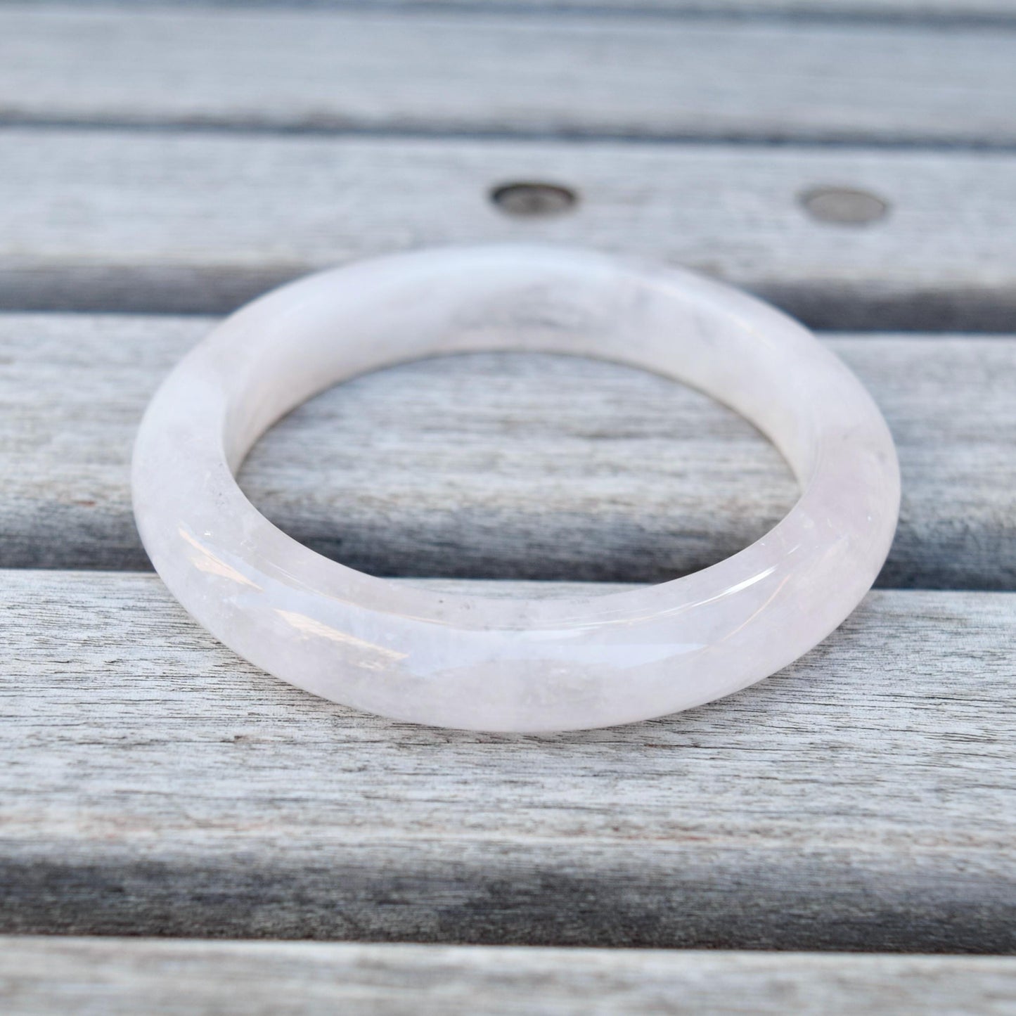 54.8 mm Rose Quartz Bangle Bracelet - Light Pink - Natural Crystal Bracelet