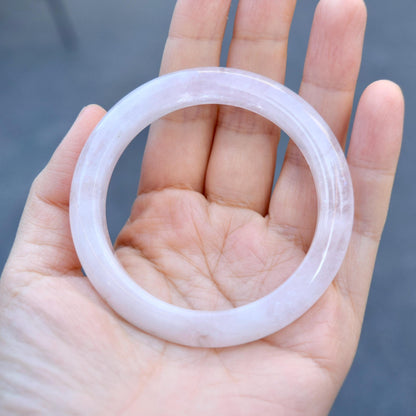 54.8 mm Rose Quartz Bangle Bracelet - Light Pink - Natural Crystal Bracelet