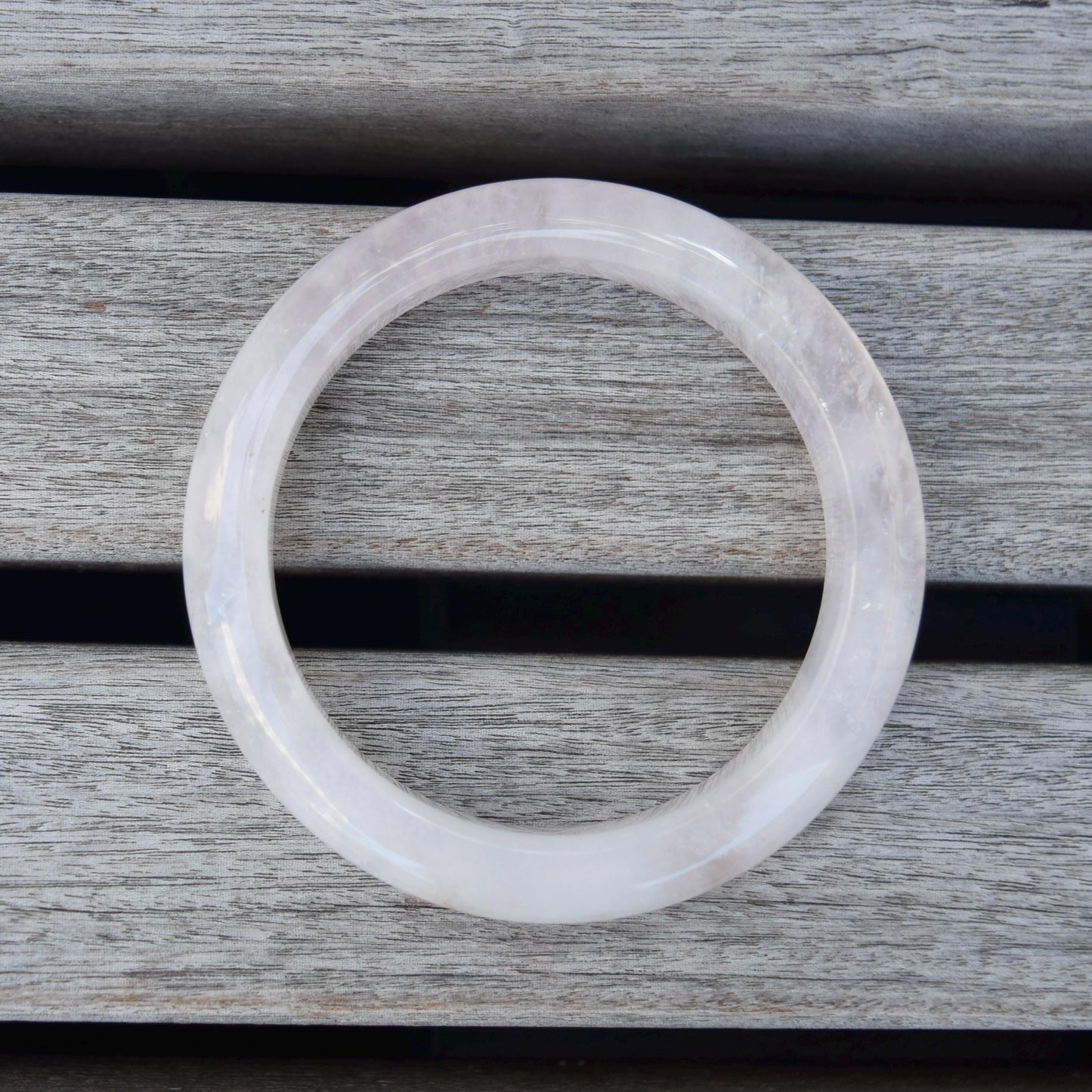 54.8 mm Rose Quartz Bangle Bracelet - Light Pink - Natural Crystal Bracelet