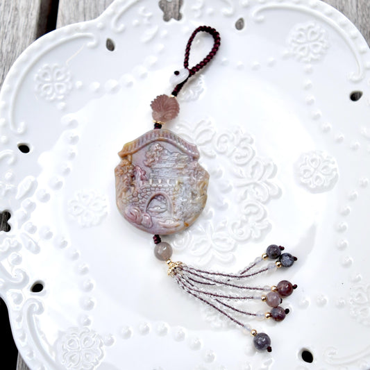 Purple Landscape Keychain Bag Charm - Ocean Jasper