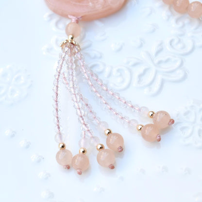 Flora Rabbit Necklace - Orange Quartz Jade Beaded Chain