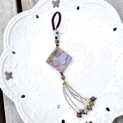 Purple Butterfly Keychain Bag Charm - Ocean Jasper