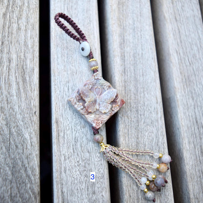 Purple Butterfly Keychain Bag Charm - Ocean Jasper