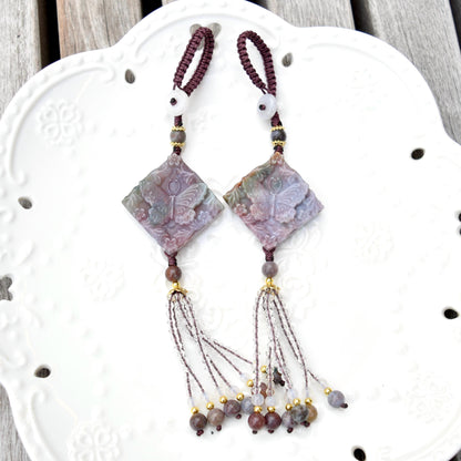 Purple Butterfly Keychain Bag Charm - Ocean Jasper