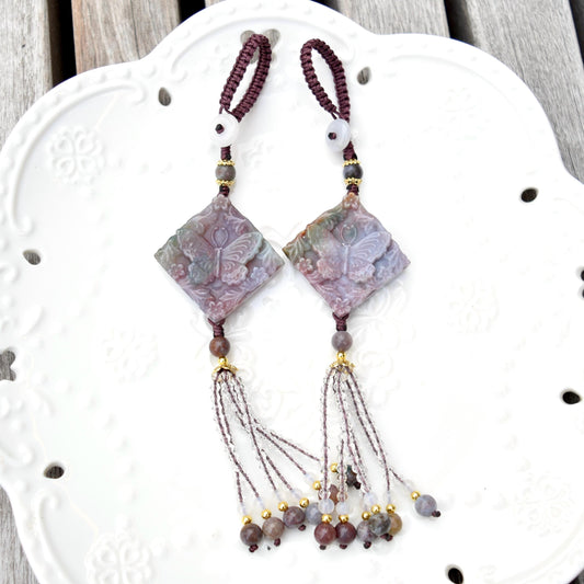 Purple Butterfly Keychain Bag Charm - Ocean Jasper