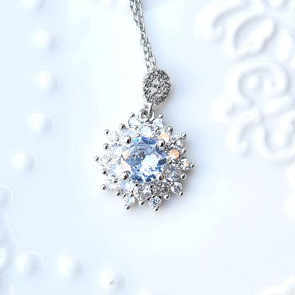 Snowflake Crystal Diamond Charm - Stainless Steel Necklace