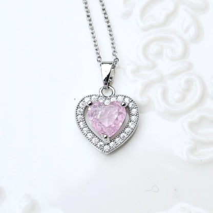 Blue Pink Crystals Pendant Necklace Bracelet - Stainless Steel Golden Neckalce