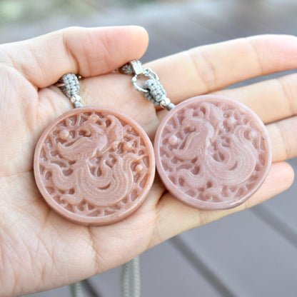 Pink Phoenix Pendant Rope Necklace