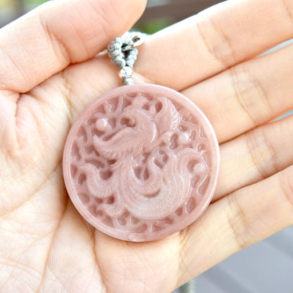 Pink Phoenix Pendant Rope Necklace