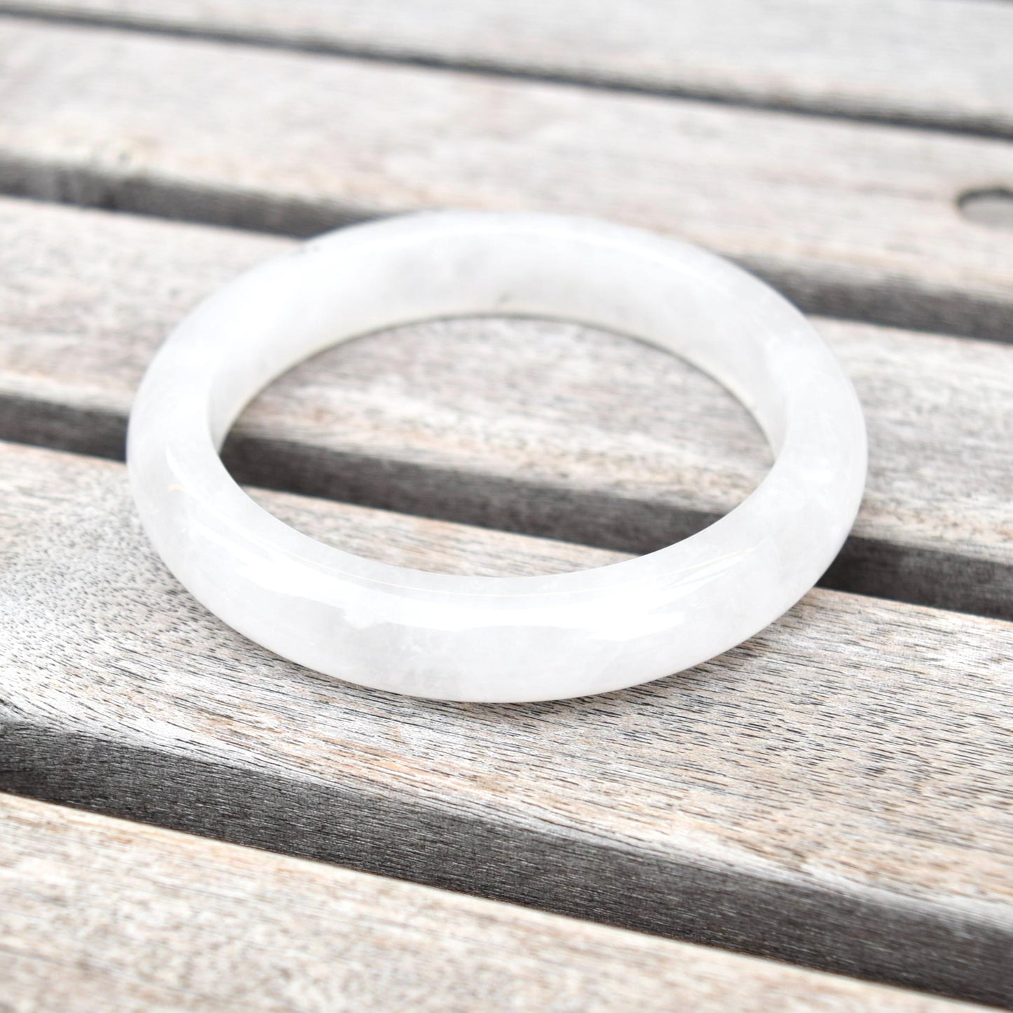 55.9 mm White Clear Quartz Bangle Bracelet - Natural Crystal Bracelet