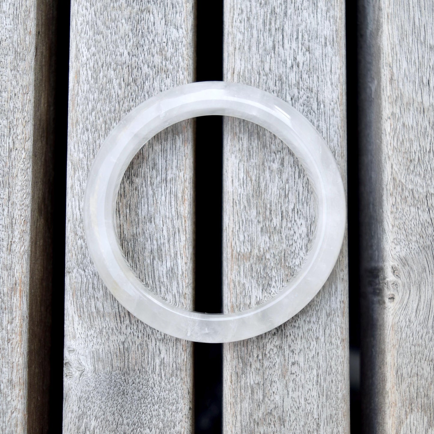 56.7 mm White Clear Quartz Bangle Bracelet - Natural Crystal Bracelet