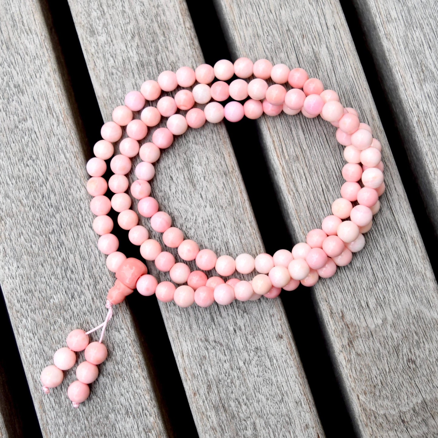 6 mm 108 beads Queen Conch Bracelet - 3 Wraps Stretchy Long Bracelet
