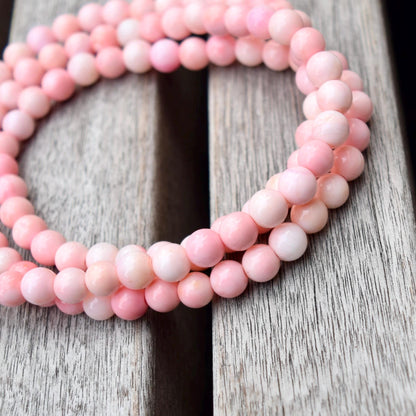 6 mm 108 beads Queen Conch Bracelet - 3 Wraps Stretchy Long Bracelet