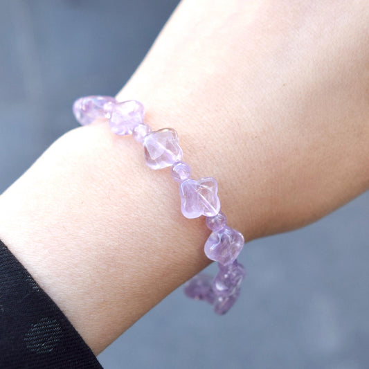 Lavender Amethyst Clover Beaded Bracelet