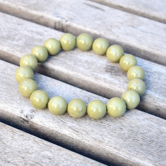 10.9 mm Colorful Agate Beaded Bracelet - Matcha Green A26