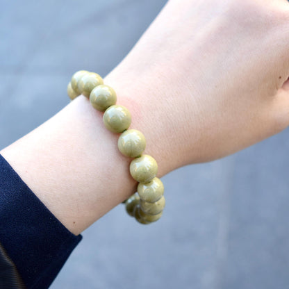 10.9 mm Colorful Agate Beaded Bracelet - Matcha Green A26