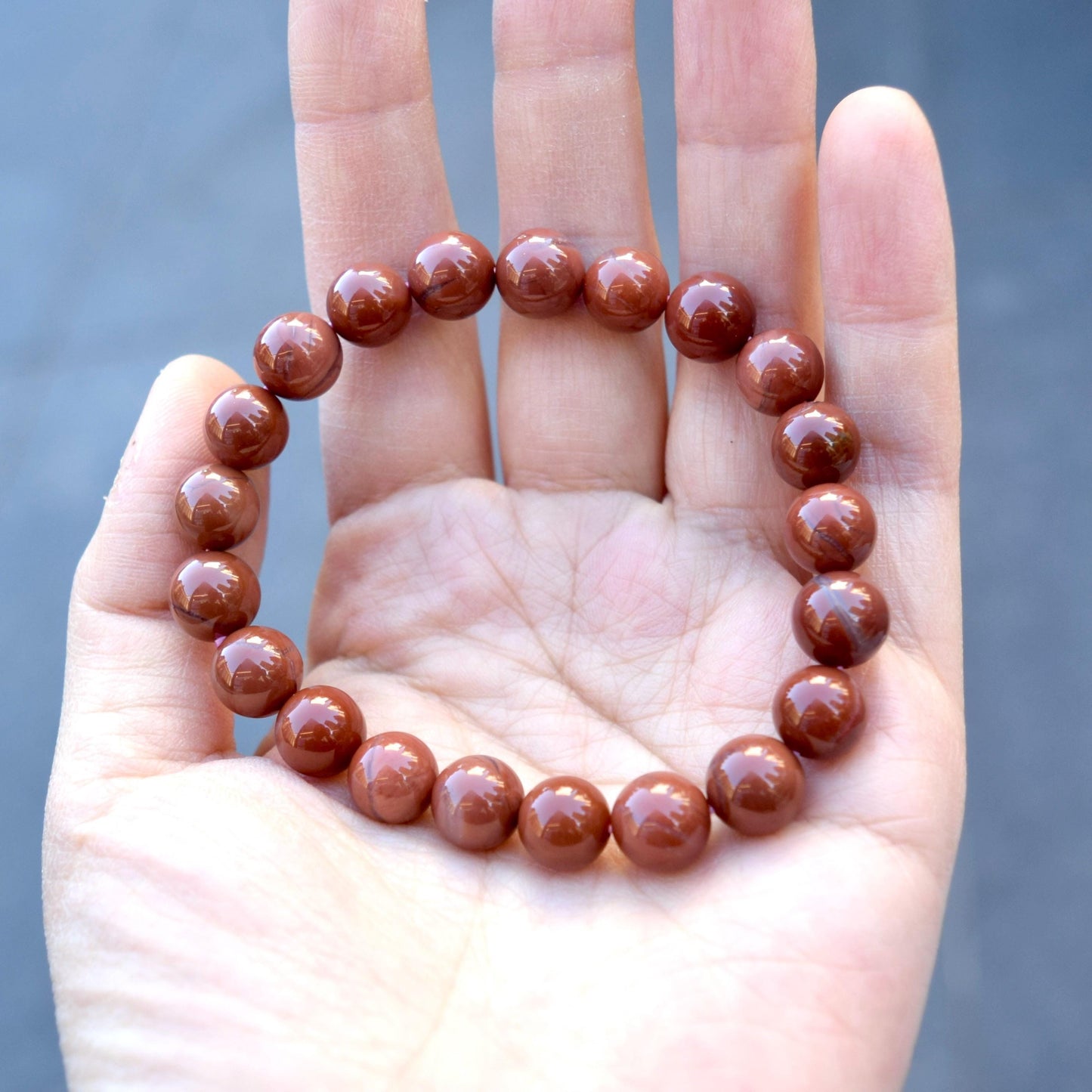 9.3 mm Agate Beaded Bracelet - Brown A30
