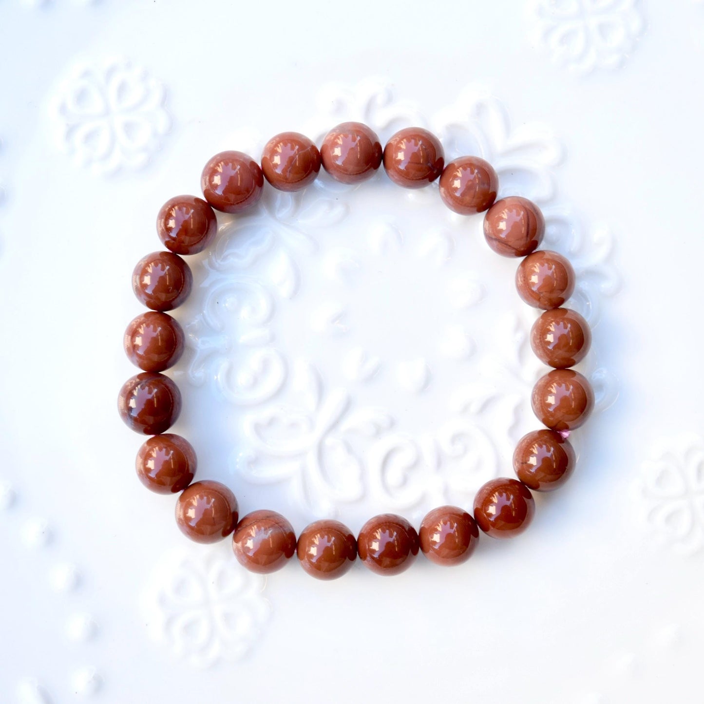 9.3 mm Agate Beaded Bracelet - Brown A30