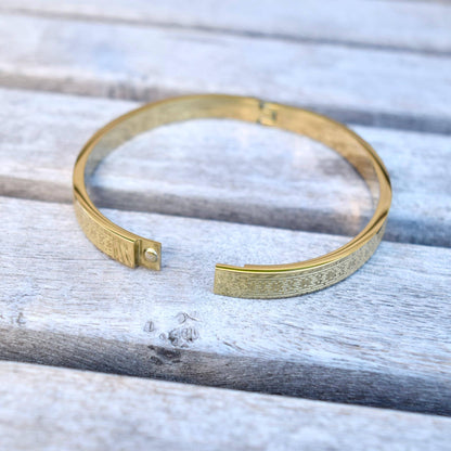 Golden Traditional Pattern Carved Bangle - Stainless Steel