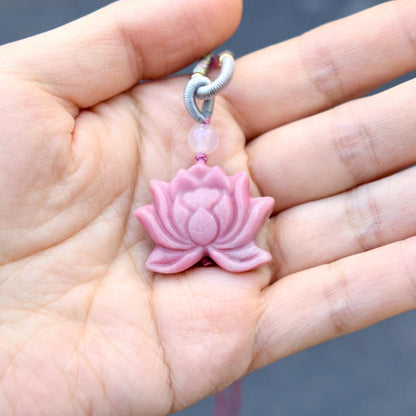 Lotus Agate Pendant Necklace - Chinese Rope Necklace