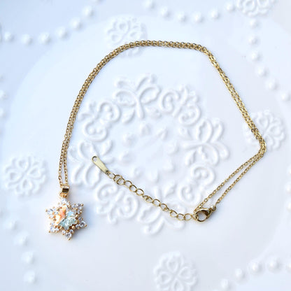 Snowflake Crystal Diamond Charm - Stainless Steel Necklace