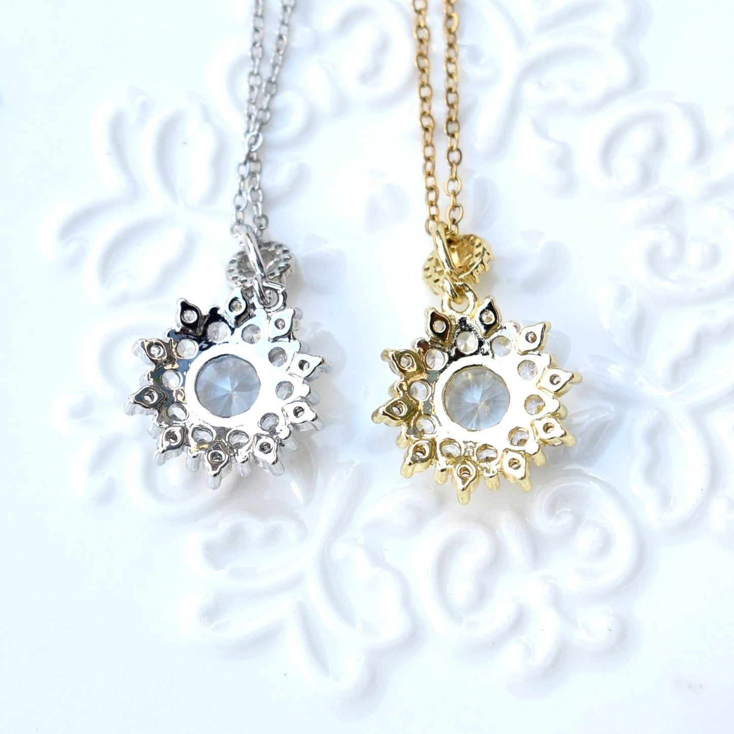 Snowflake Crystal Diamond Charm - Stainless Steel Necklace