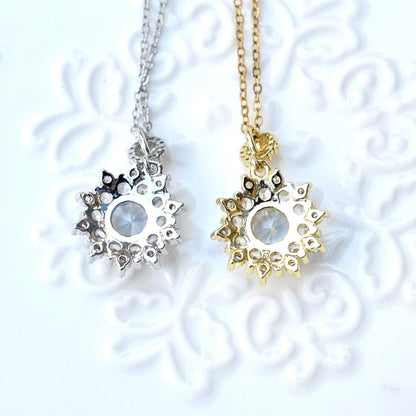 Snowflake Crystal Diamond Charm - Stainless Steel Necklace