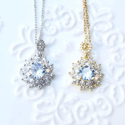 Snowflake Crystal Diamond Charm - Stainless Steel Necklace