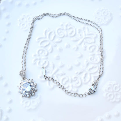 Snowflake Crystal Diamond Charm - Stainless Steel Necklace