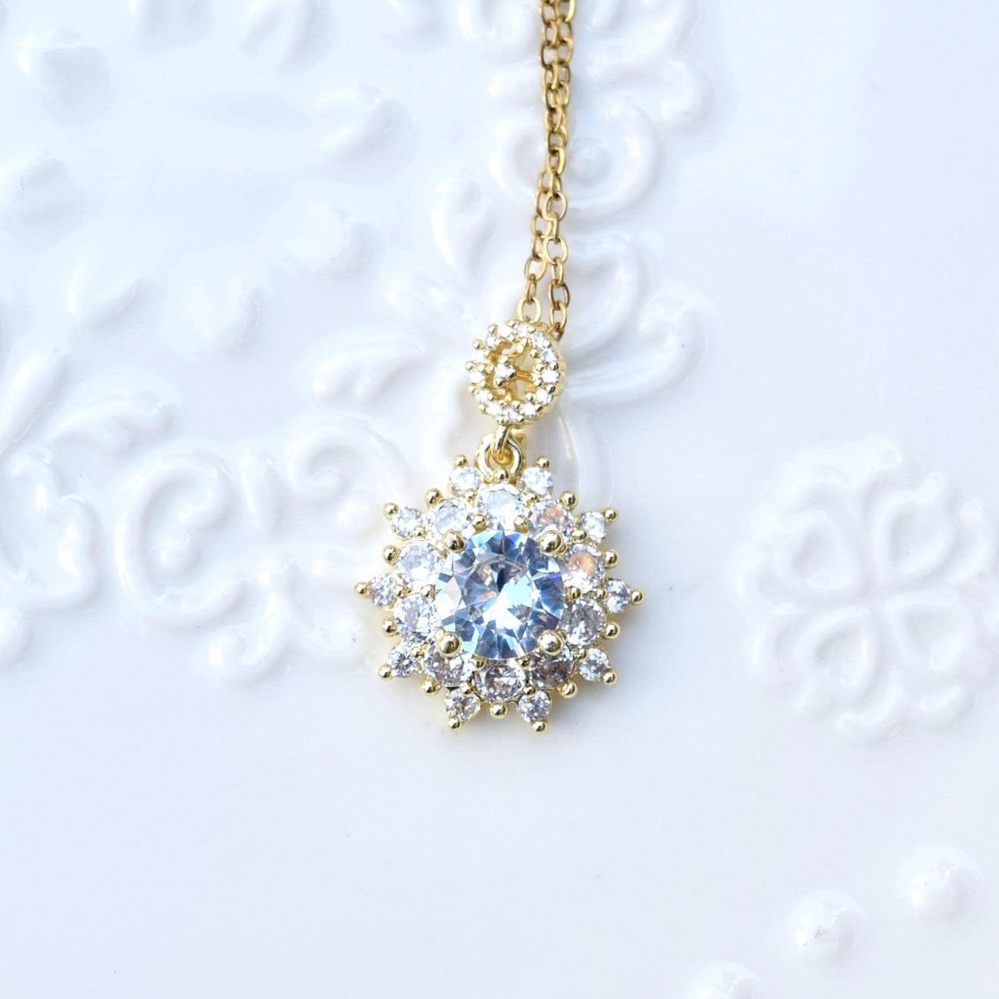 Snowflake Crystal Diamond Charm - Stainless Steel Necklace