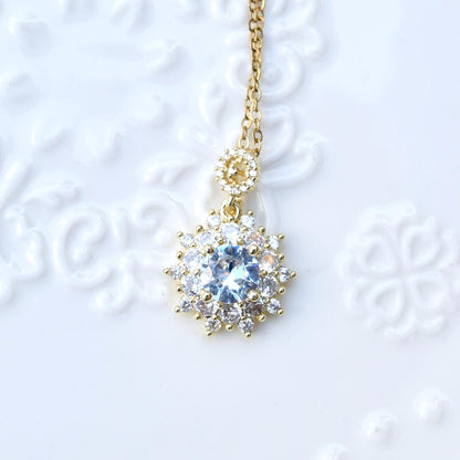 Snowflake Crystal Diamond Charm - Stainless Steel Necklace