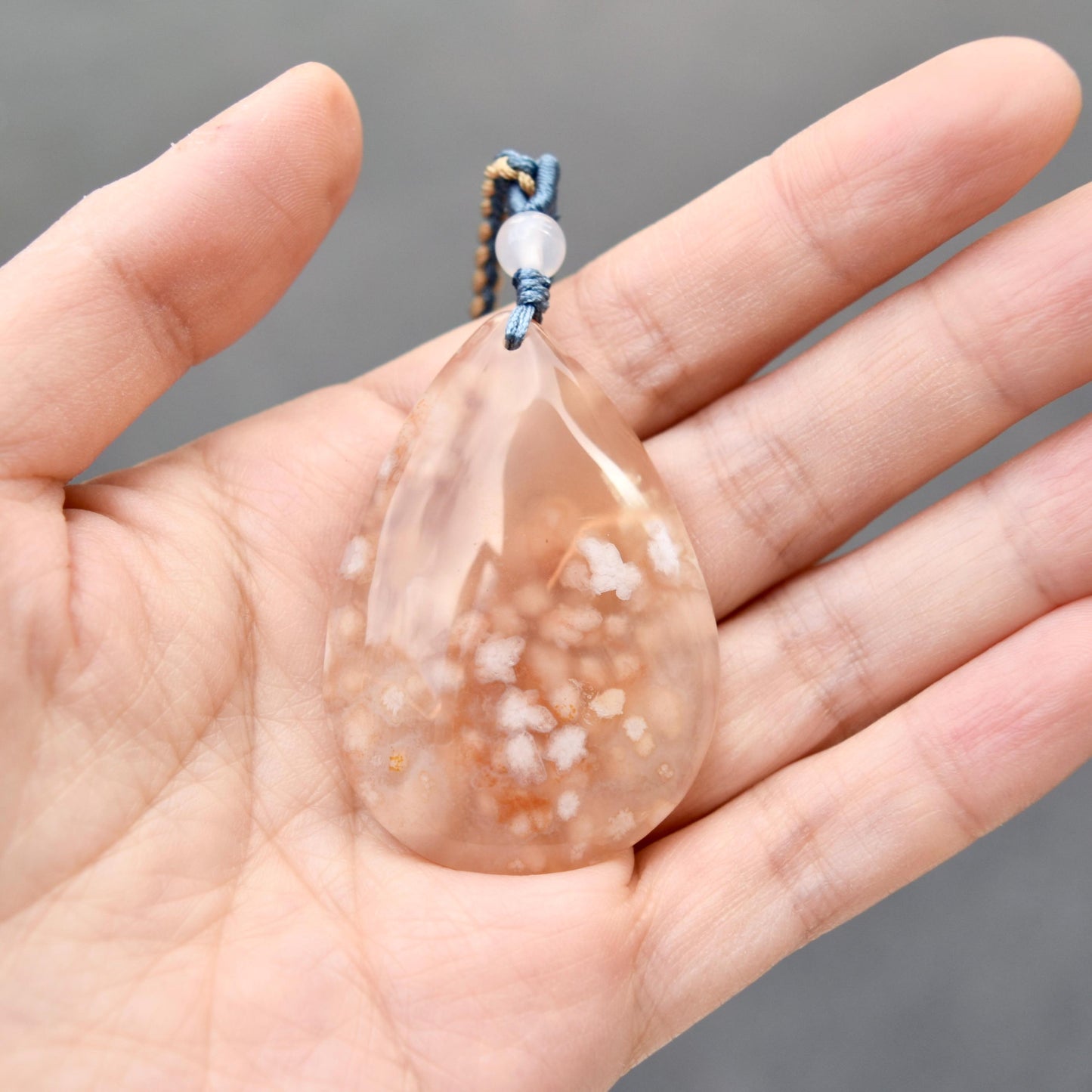 Sakura Agate TearDrop Pendant Necklace
