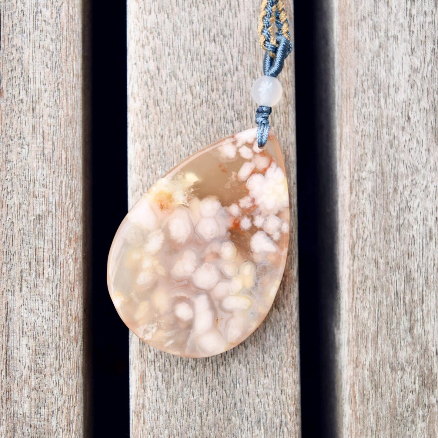 Sakura Agate TearDrop Pendant Necklace
