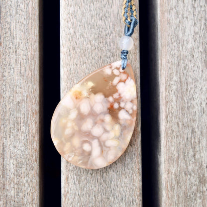 Sakura Agate TearDrop Pendant Necklace