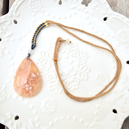 Sakura Agate TearDrop Pendant Necklace