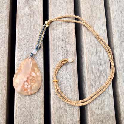 Sakura Agate TearDrop Pendant Necklace