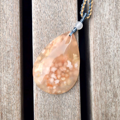 Sakura Agate TearDrop Pendant Necklace