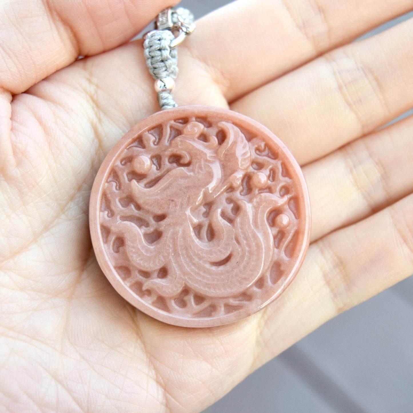 Pink Phoenix Pendant Rope Necklace