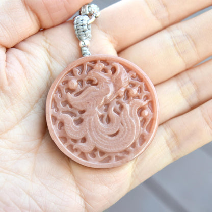 Pink Phoenix Pendant Rope Necklace