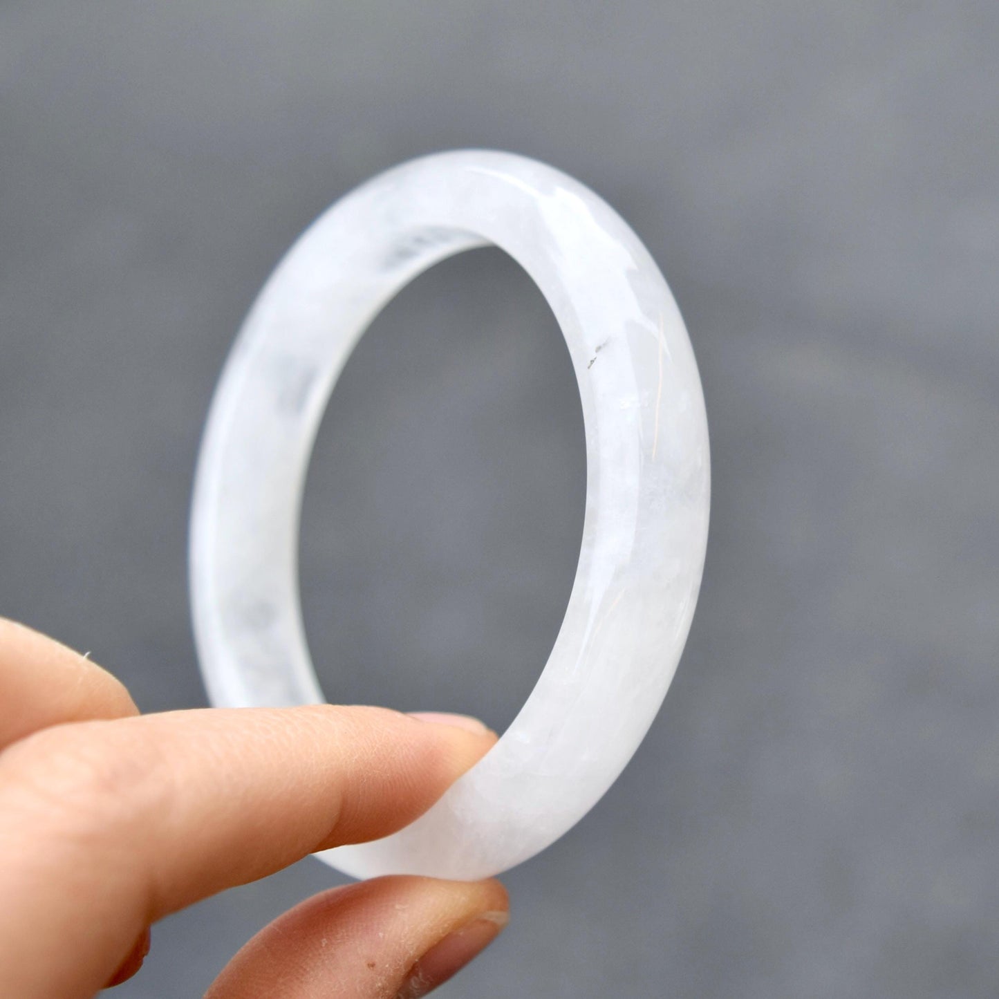 55.9 mm White Clear Quartz Bangle Bracelet - Natural Crystal Bracelet