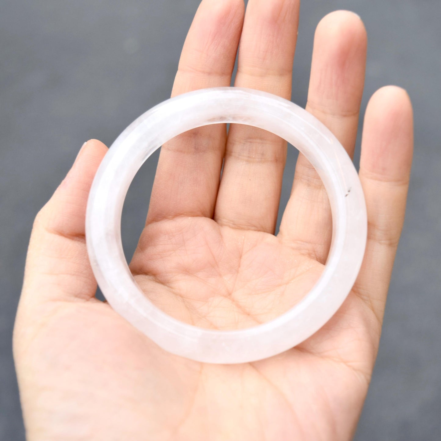 55.9 mm White Clear Quartz Bangle Bracelet - Natural Crystal Bracelet